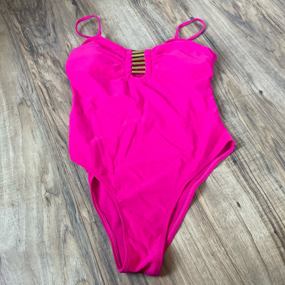 Hot pink one-piece swimsuit